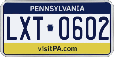 PA license plate LXT0602