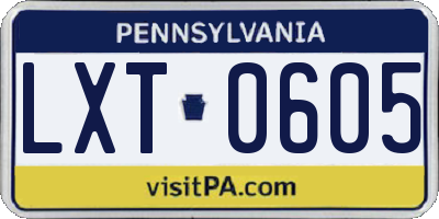 PA license plate LXT0605