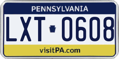 PA license plate LXT0608