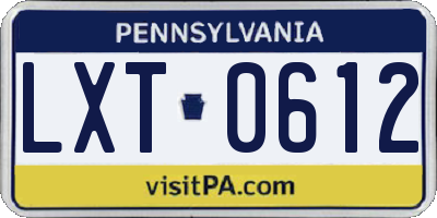 PA license plate LXT0612