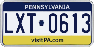 PA license plate LXT0613