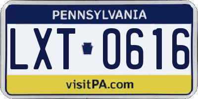 PA license plate LXT0616