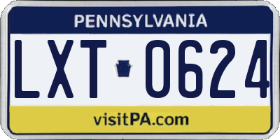PA license plate LXT0624