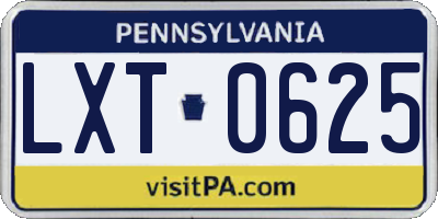 PA license plate LXT0625