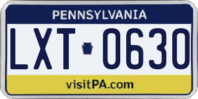 PA license plate LXT0630
