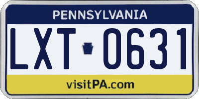 PA license plate LXT0631