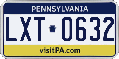 PA license plate LXT0632