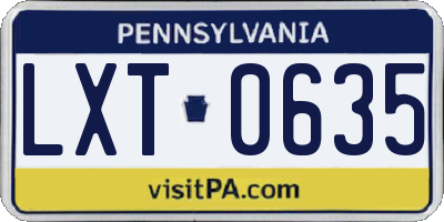 PA license plate LXT0635