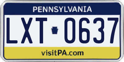 PA license plate LXT0637