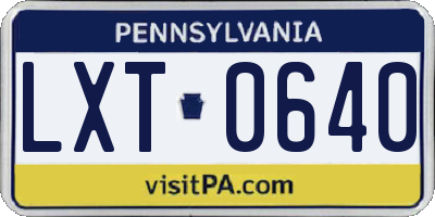 PA license plate LXT0640