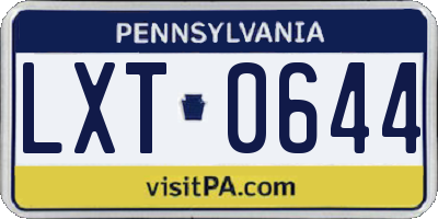 PA license plate LXT0644