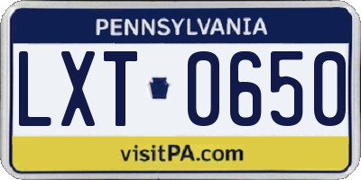PA license plate LXT0650