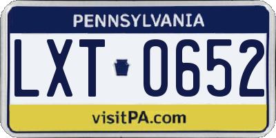 PA license plate LXT0652
