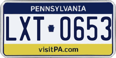 PA license plate LXT0653