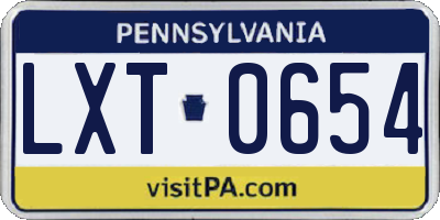 PA license plate LXT0654