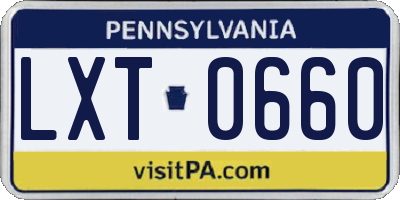PA license plate LXT0660