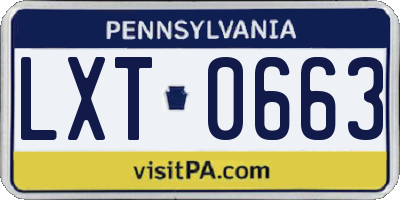 PA license plate LXT0663