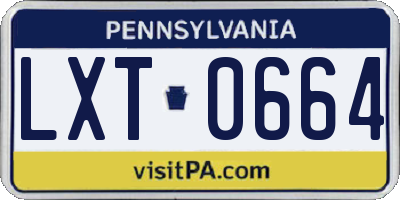 PA license plate LXT0664