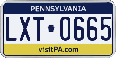 PA license plate LXT0665