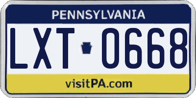 PA license plate LXT0668