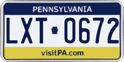PA license plate LXT0672