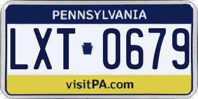 PA license plate LXT0679