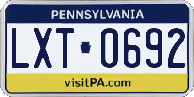 PA license plate LXT0692
