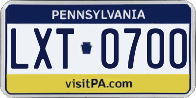 PA license plate LXT0700
