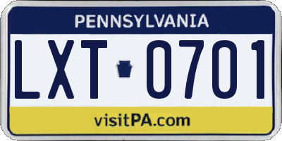 PA license plate LXT0701