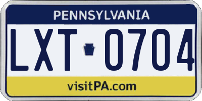 PA license plate LXT0704
