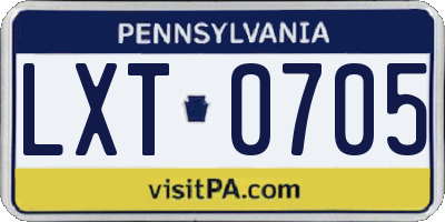 PA license plate LXT0705