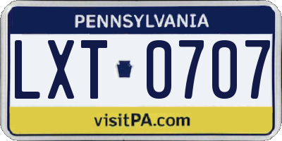 PA license plate LXT0707