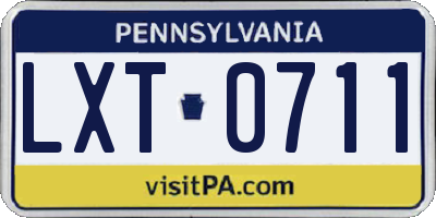 PA license plate LXT0711