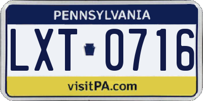 PA license plate LXT0716