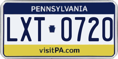 PA license plate LXT0720