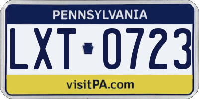 PA license plate LXT0723