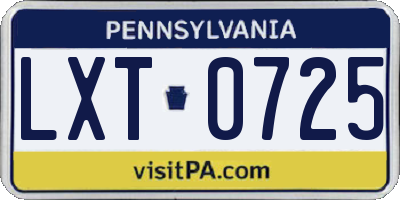 PA license plate LXT0725