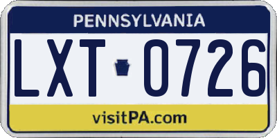 PA license plate LXT0726