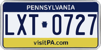PA license plate LXT0727