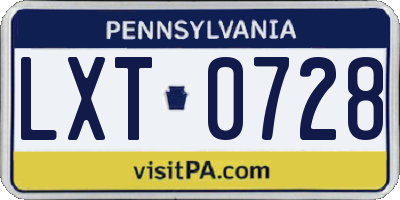 PA license plate LXT0728