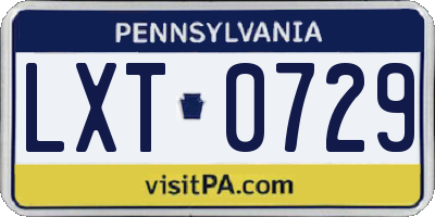 PA license plate LXT0729