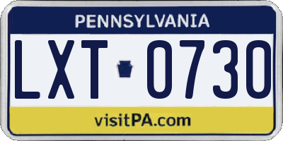PA license plate LXT0730