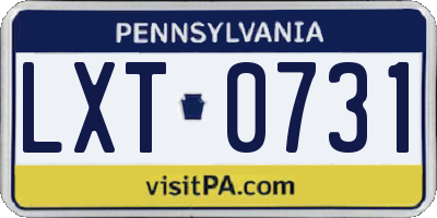 PA license plate LXT0731