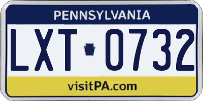 PA license plate LXT0732