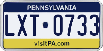 PA license plate LXT0733