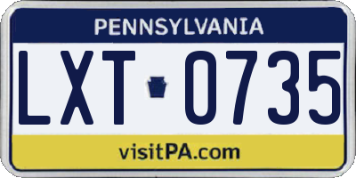 PA license plate LXT0735