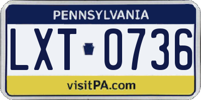 PA license plate LXT0736