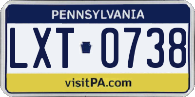 PA license plate LXT0738