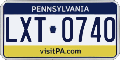 PA license plate LXT0740