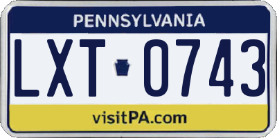 PA license plate LXT0743